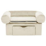 Vidaxl hondenbank met lade 75x50x38 cm pluche crèmekleurig