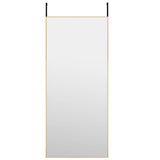 Vidaxl deurspiegel 40x100 cm glas en aluminium goudkleurig