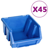 Vidaxl 48-delige opslagbakkenset met wandpanelen blauw en zwart
