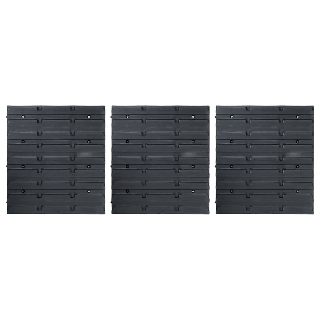 Vidaxl 48-delige opslagbakkenset met wandpanelen blauw en zwart