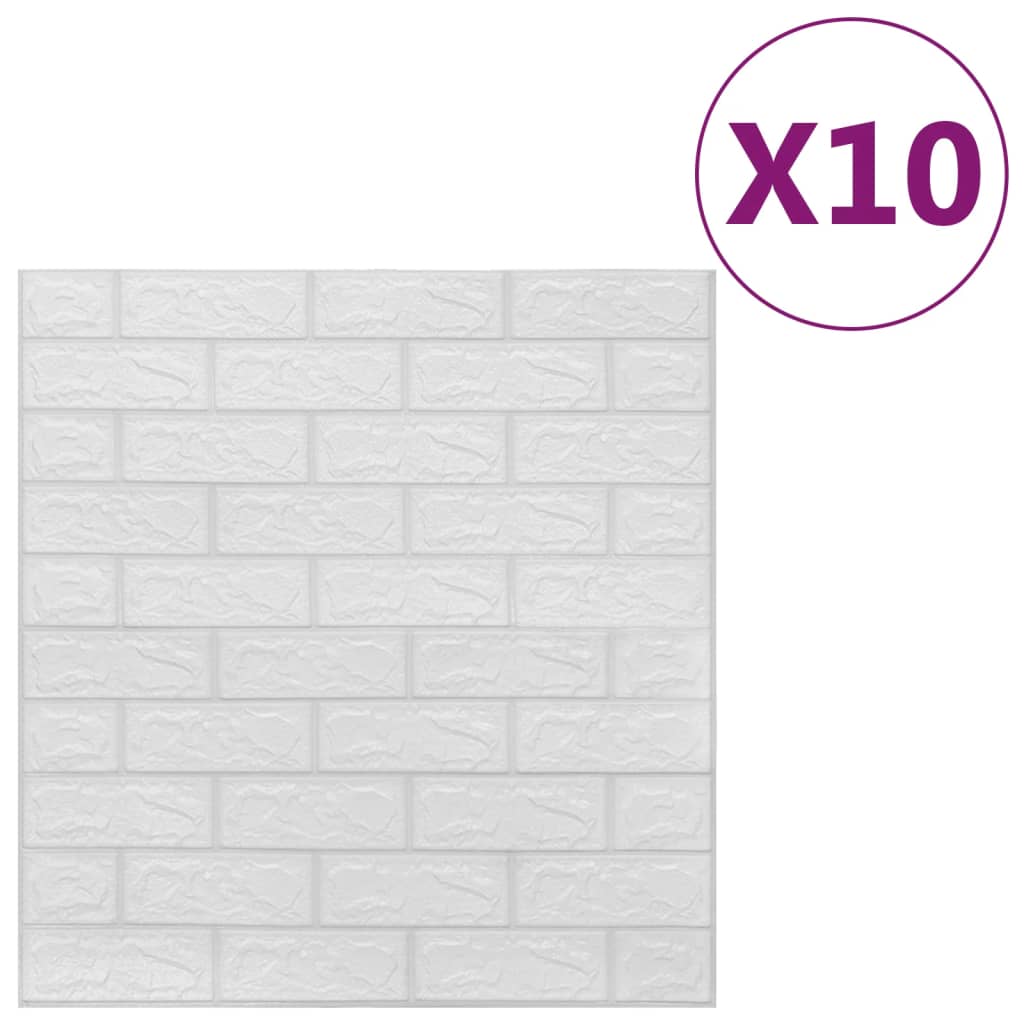Vidaxl 3d-behang zelfklevend 10 st bakstenen wit