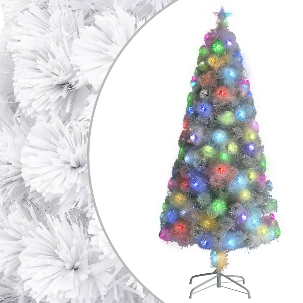 Vidaxl kunstkerstboom met verlichting 150 cm glasvezel wit
