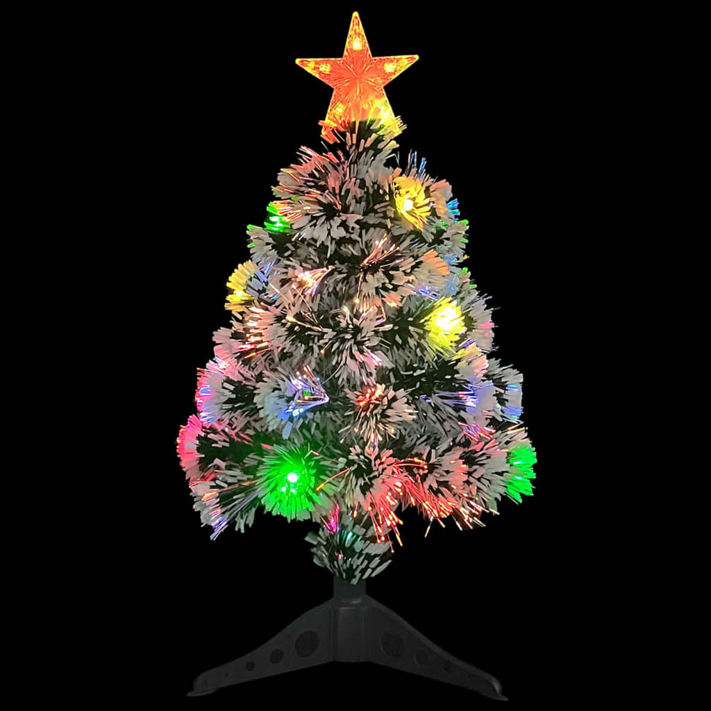 Vidaxl kunstkerstboom met verlichting 64 cm glasvezel wit en blauw