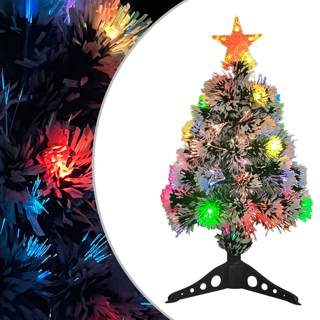 Vidaxl kunstkerstboom met verlichting 64 cm glasvezel wit en blauw