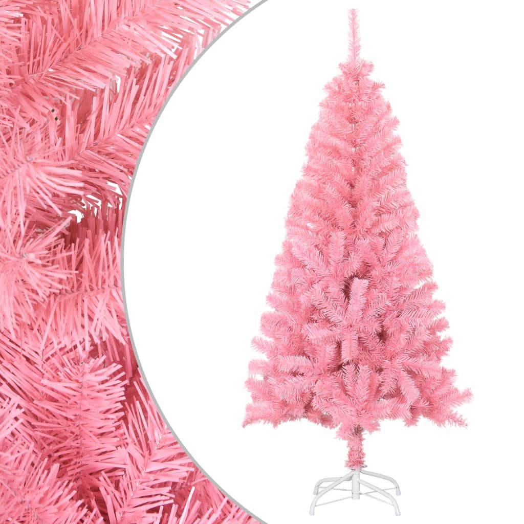 Vidaxl kunstkerstboom met standaard 120 cm pvc roze