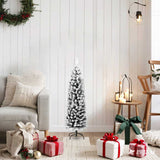 Vidaxl kunstkerstboom met sneeuw smal 120 cm pvc groen