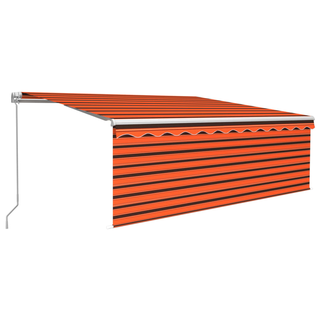 VidaXL Luifel handmatig uittrekbaar rolgordijn LED 4x3 m oranje bruin