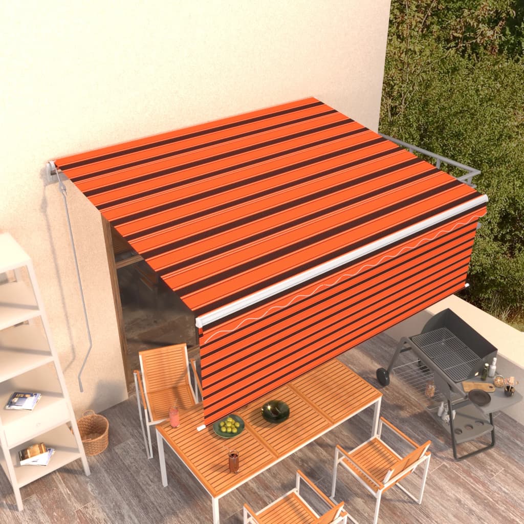VidaXL Luifel automatisch uittrekbaar rolgordijn 4x3 m oranje bruin