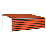 VidaXL Luifel handmatig uittrekbaar met rolgordijn 4x3 m oranje bruin