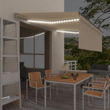 VidaXL Luifel handmatig uittrekbaar met rolgordijn en LED 4x3 m crème
