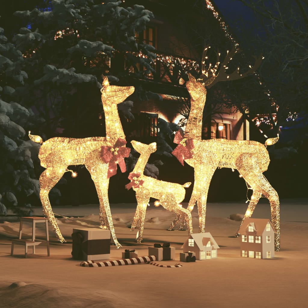 VidaXL Kerstversiering rendierfamilie 201 LED's goudkleurig