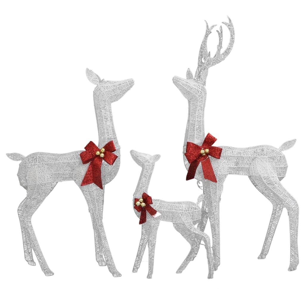 VidaXL Kerstversiering rendierfamilie 201 LED's wit en zilverkleurig