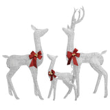 VidaXL Kerstversiering rendierfamilie 201 LED's wit en zilverkleurig