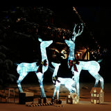 VidaXL Kerstversiering rendierfamilie 201 LED's wit en zilverkleurig