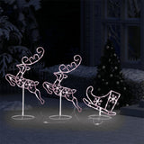 Vidaxl kerstdecoratie rendieren en slee 260x21x87 cm acryl warmwit