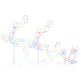 Vidaxl kerstdecoratie rendieren en slee 260x21x87 cm acryl meerkleurig