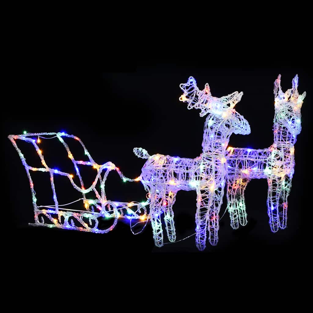 Vidaxl kerstversiering rendieren en slee 160 led's 130 cm acryl