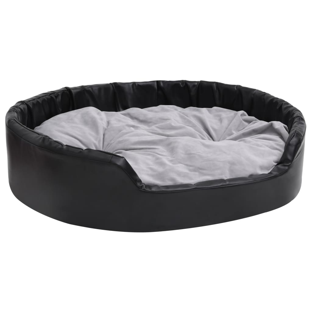 Vidaxl hondenmand 99x89x21 cm pluche en kunstleer zwart en grijs