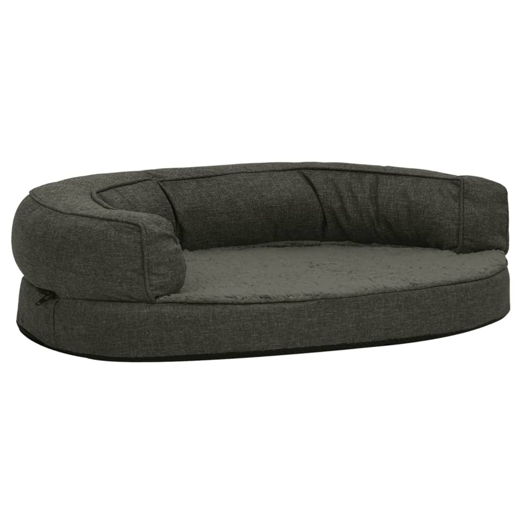 Vidaxl hondenbed ergonomisch linnenlook 75x53 cm fleece donkergrijs