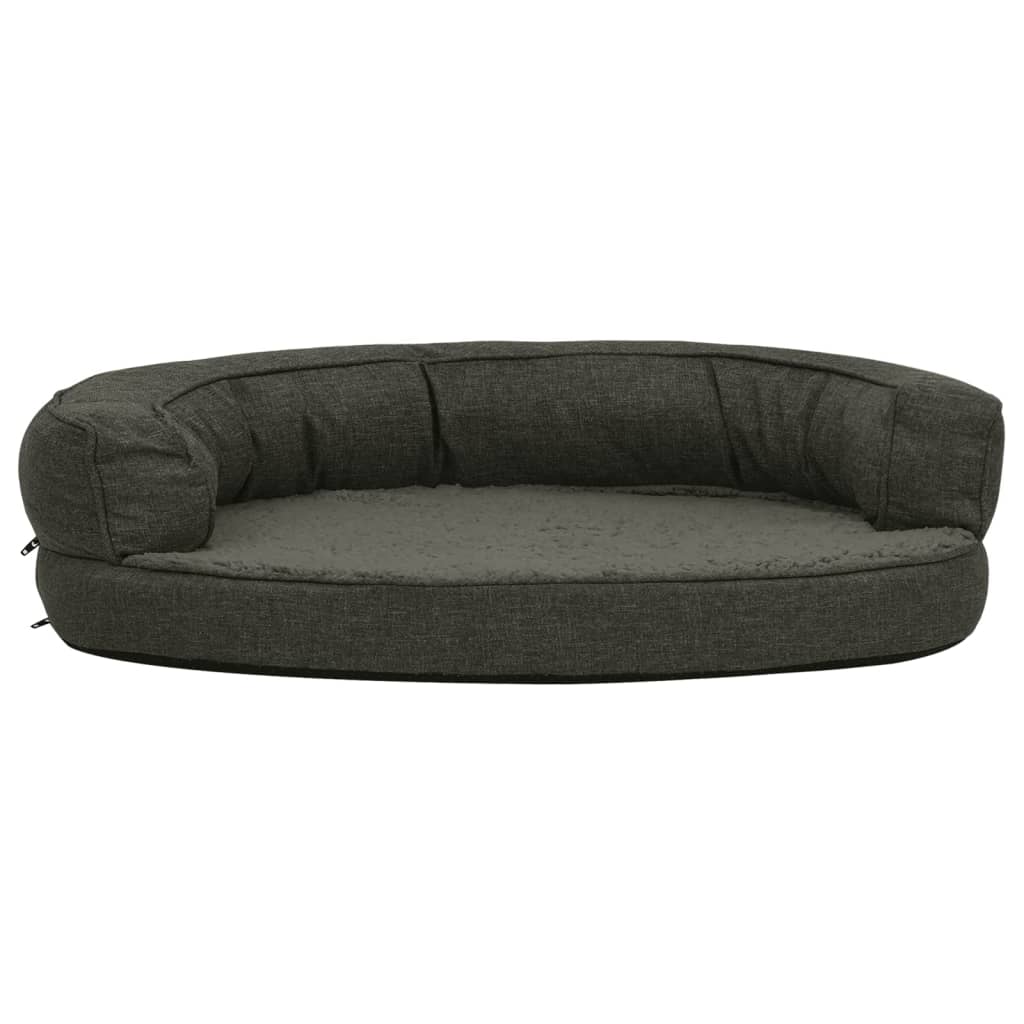 Vidaxl hondenbed ergonomisch linnenlook 75x53 cm fleece donkergrijs