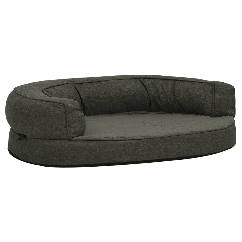 VidaXL Hondenbed ergonomisch linnenlook 90x64 cm fleece donkergrijs