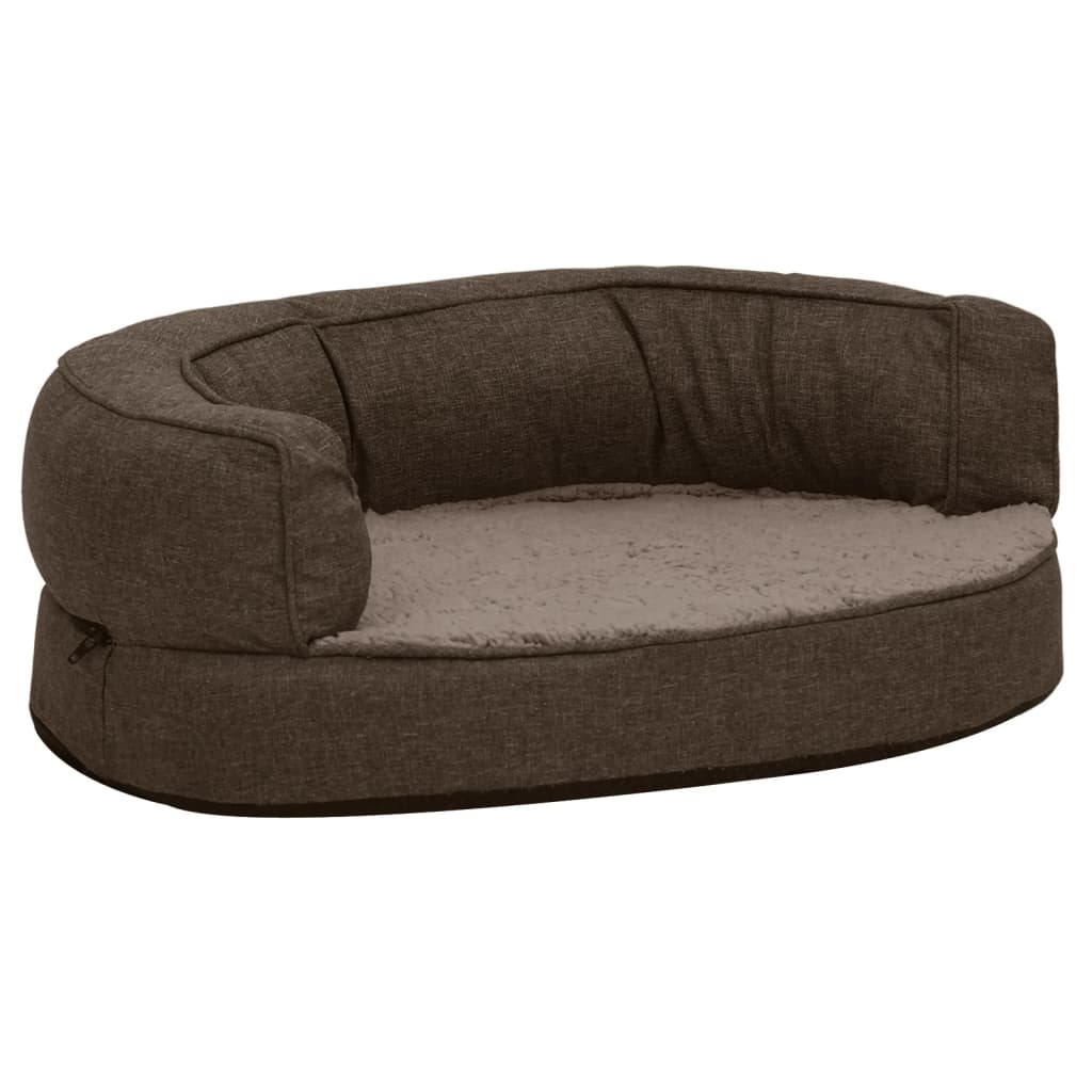 Vidaxl hondenbed ergonomisch linnenlook 60x42 cm fleece bruin