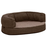 Vidaxl hondenbed ergonomisch linnenlook 60x42 cm fleece bruin