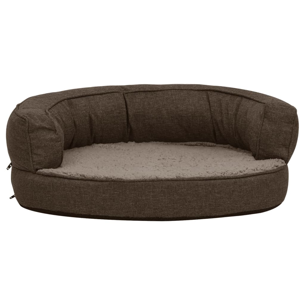 Vidaxl hondenbed ergonomisch linnenlook 60x42 cm fleece bruin