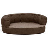 Vidaxl hondenbed ergonomisch linnenlook 60x42 cm fleece bruin