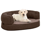 Vidaxl hondenbed ergonomisch linnenlook 60x42 cm fleece bruin