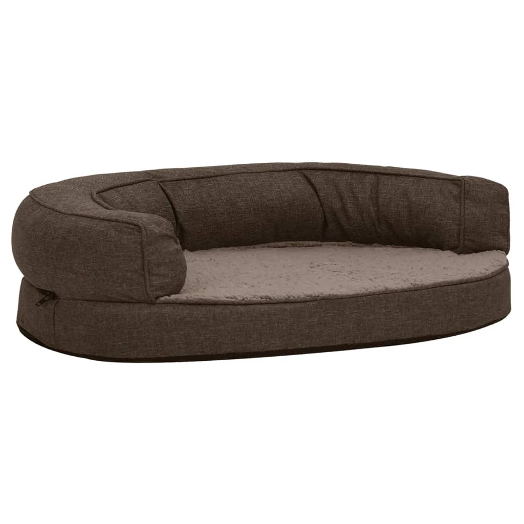 VidaXL Hondenbed ergonomisch linnenlook 75x53 cm fleece bruin
