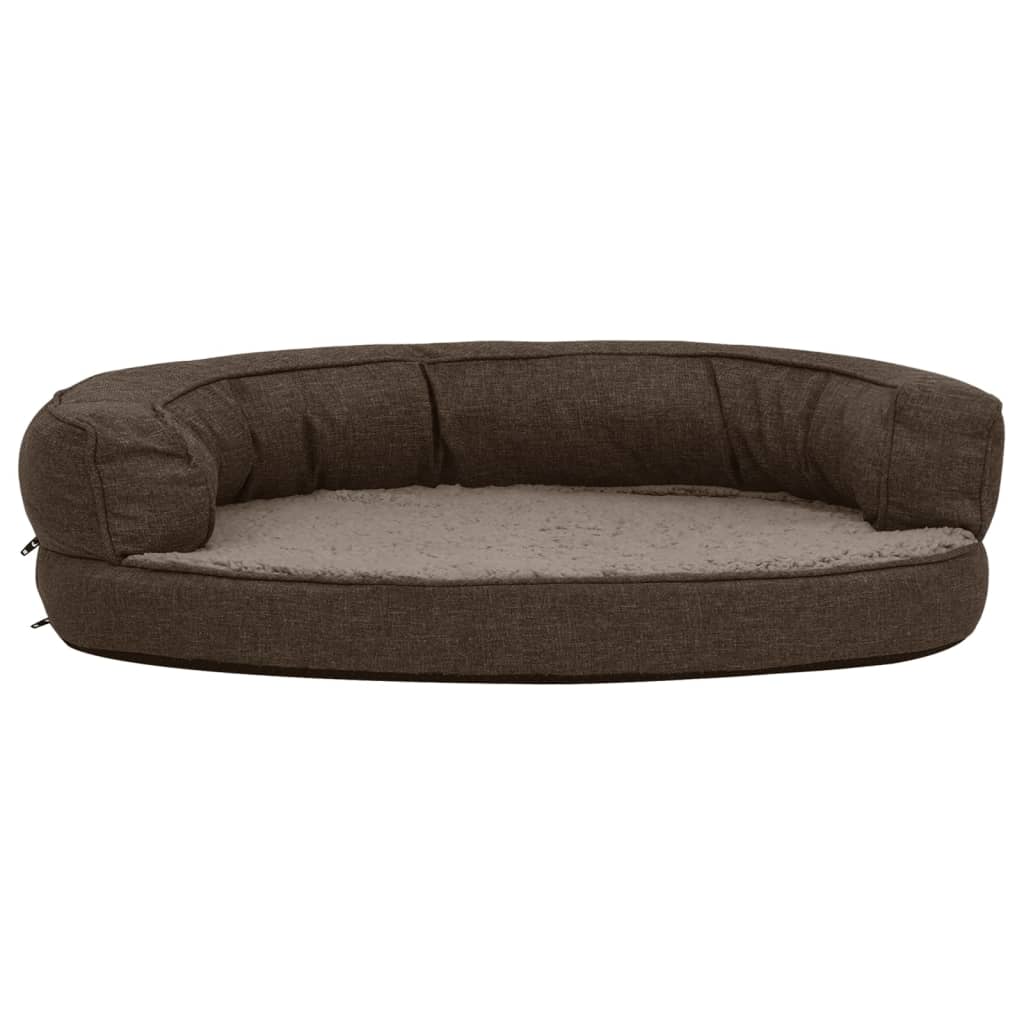 VidaXL Hondenbed ergonomisch linnenlook 75x53 cm fleece bruin