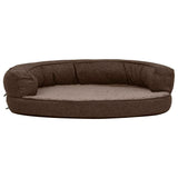 VidaXL Hondenbed ergonomisch linnenlook 75x53 cm fleece bruin