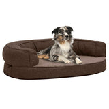 VidaXL Hondenbed ergonomisch linnenlook 75x53 cm fleece bruin