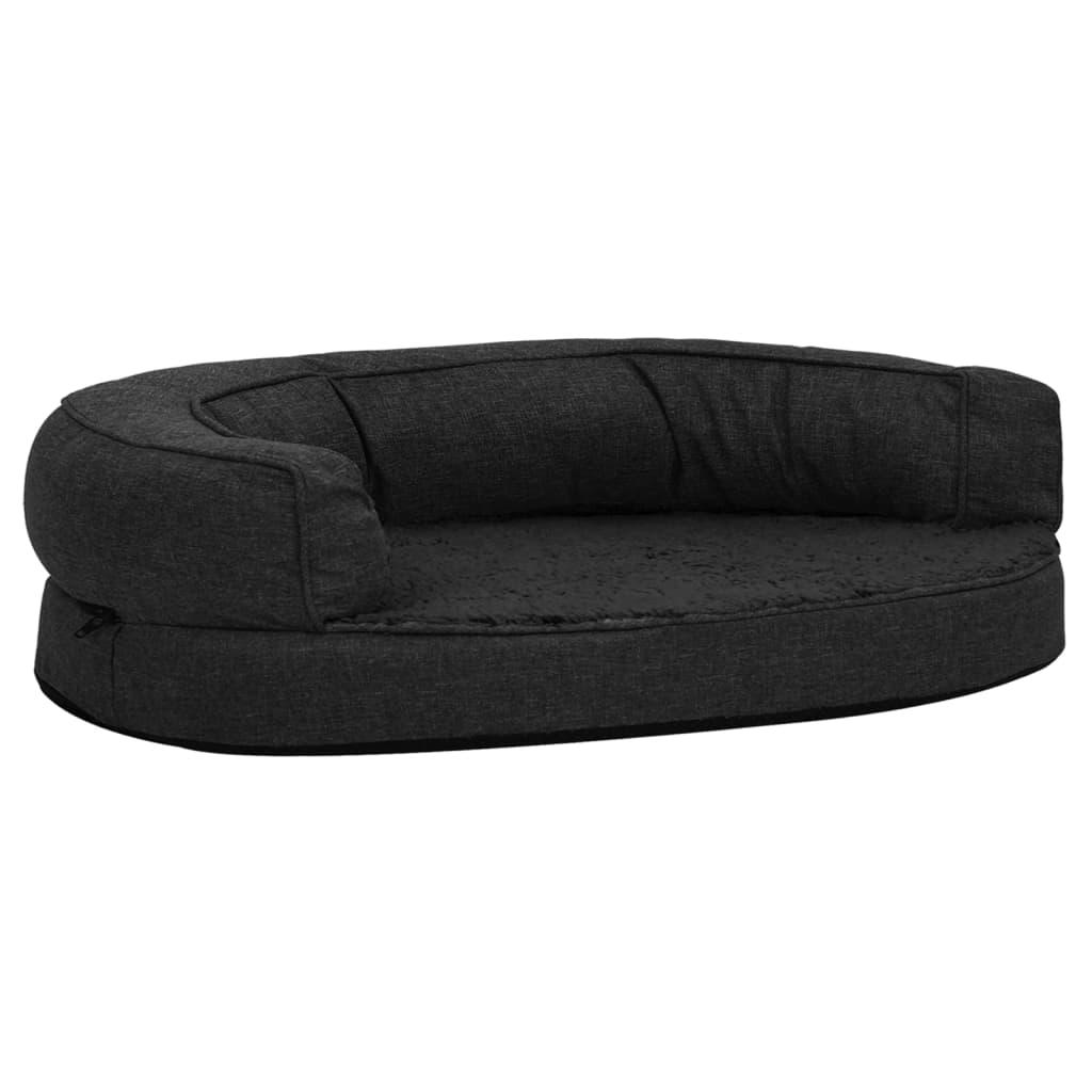 VidaXL Hondenbed ergonomisch linnenlook 75x53 cm fleece zwart