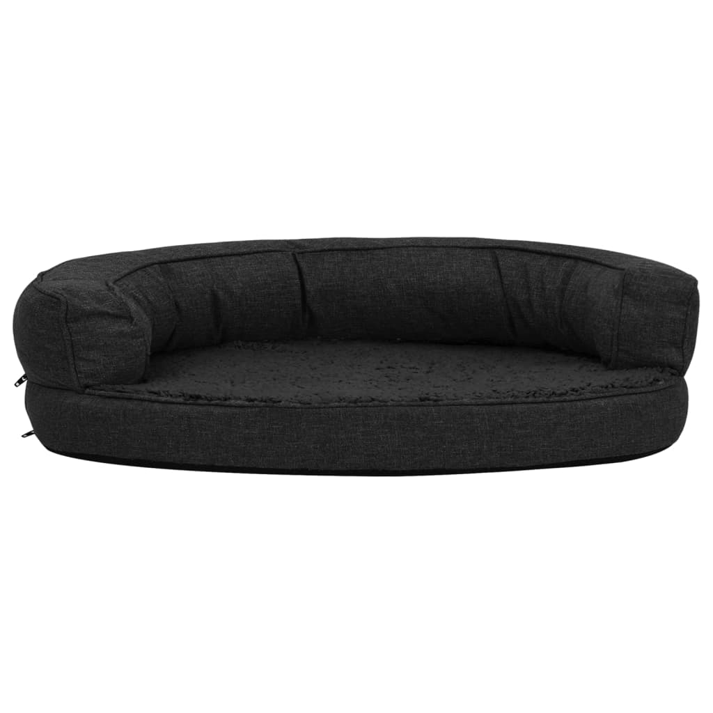 VidaXL Hondenbed ergonomisch linnenlook 75x53 cm fleece zwart