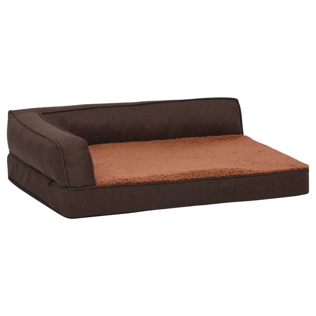 Vidaxl hondenbed ergonomisch linnenlook 60x42 cm fleece bruin