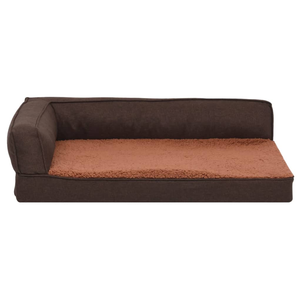 Vidaxl hondenbed ergonomisch linnenlook 60x42 cm fleece bruin