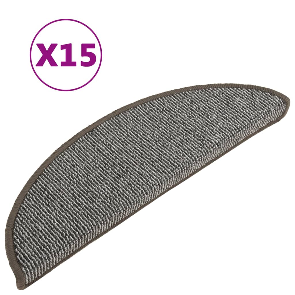 Vidaxl trapmatten 15 st 56x17x3 cm grijs halfrond