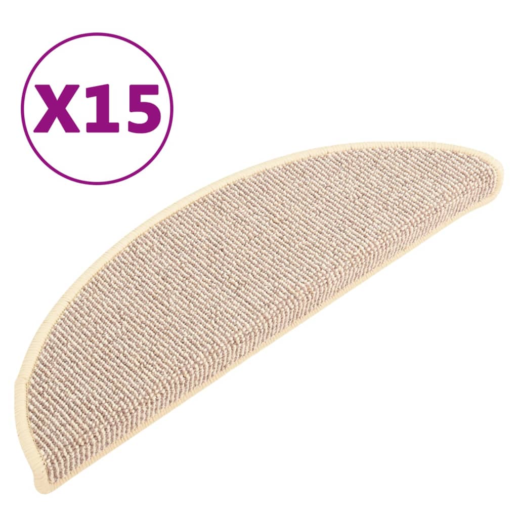 Vidaxl trapmatten 15 st 56x17x3 cm wit en bruin halfrond