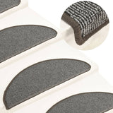Vidaxl trapmatten 15 st 65x21x4 cm grijs halfrond groot