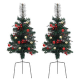 Vidaxl tuinkerstbomen 2 st met verlichting 76 cm pvc