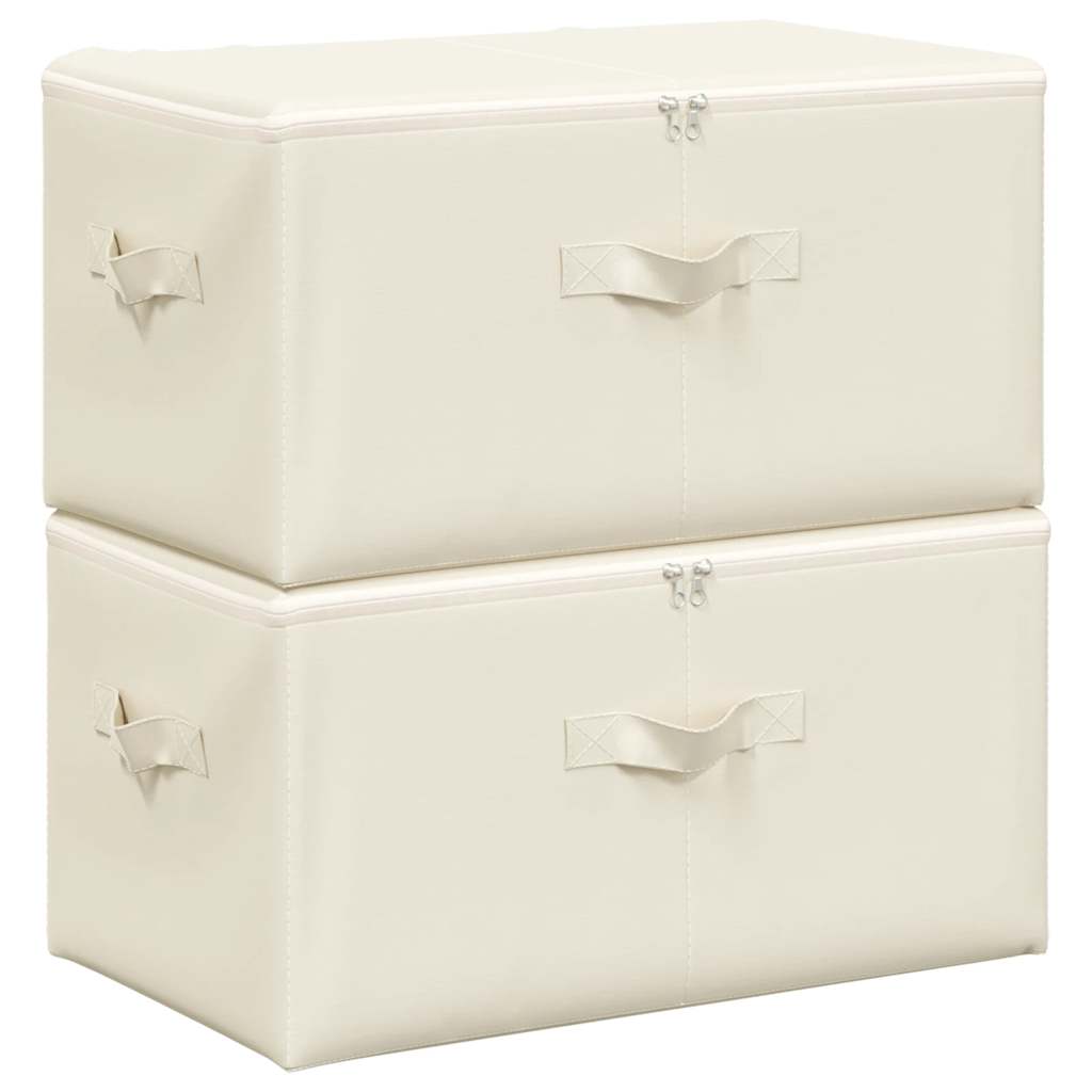 Vidaxl opbergboxen 2 st 43x34x23 cm stof crèmekleurig
