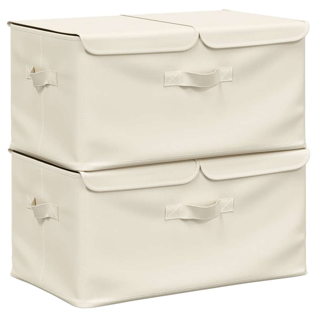 Vidaxl opbergboxen 2 st 50x30x25 cm stof crèmekleurig