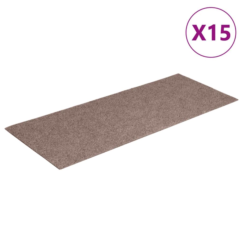 Vidaxl trapmatten zelfklevend 15 stuks 60x25 cm lichtbruin rechthoekig