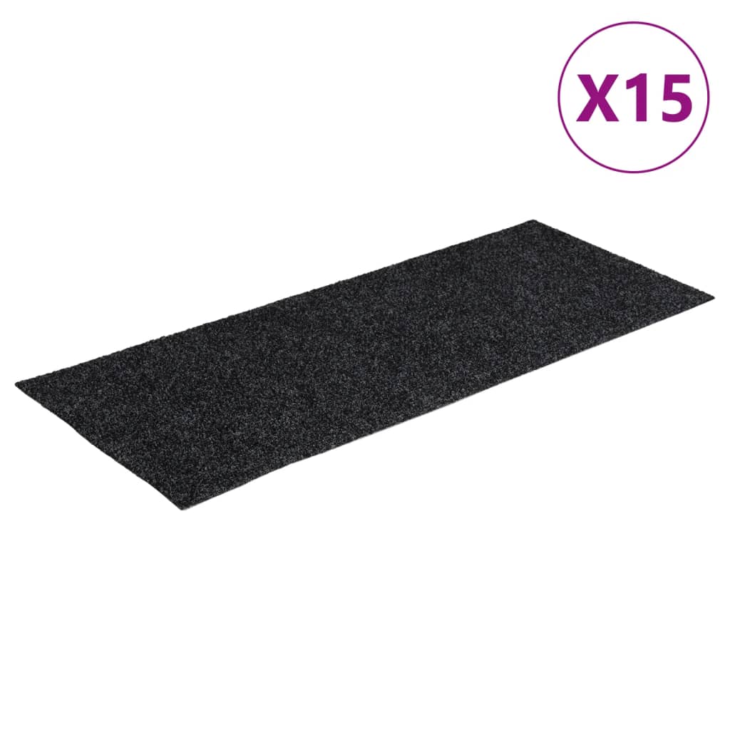 Vidaxl trapmatten zelfklevend 15 stuks 60x25 cm grijs rechthoekig
