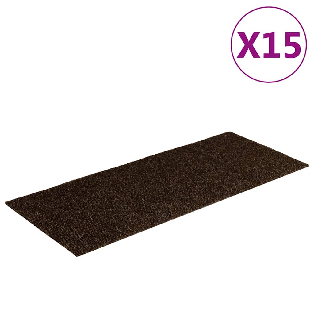 Vidaxl trapmatten zelfklevend 15 stuks 60x25 cm bruin rechthoekig