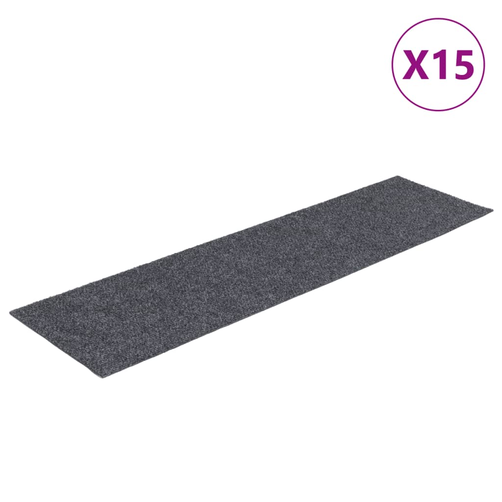Vidaxl trapmatten zelfklevend 15 stuks 76x20 cm lichtgrijs rechthoekig