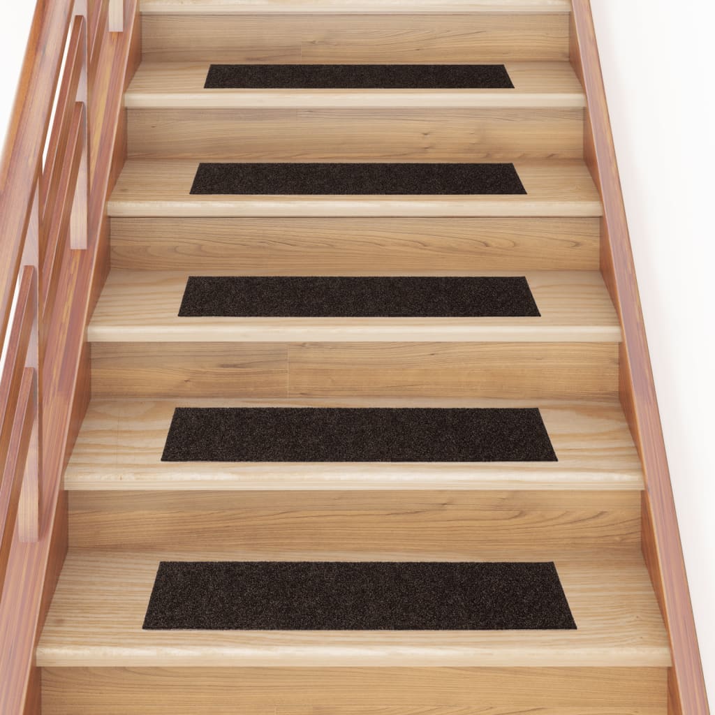 Vidaxl trapmatten zelfklevend 15 stuks 76x20 cm donkerbruin rechthoekig