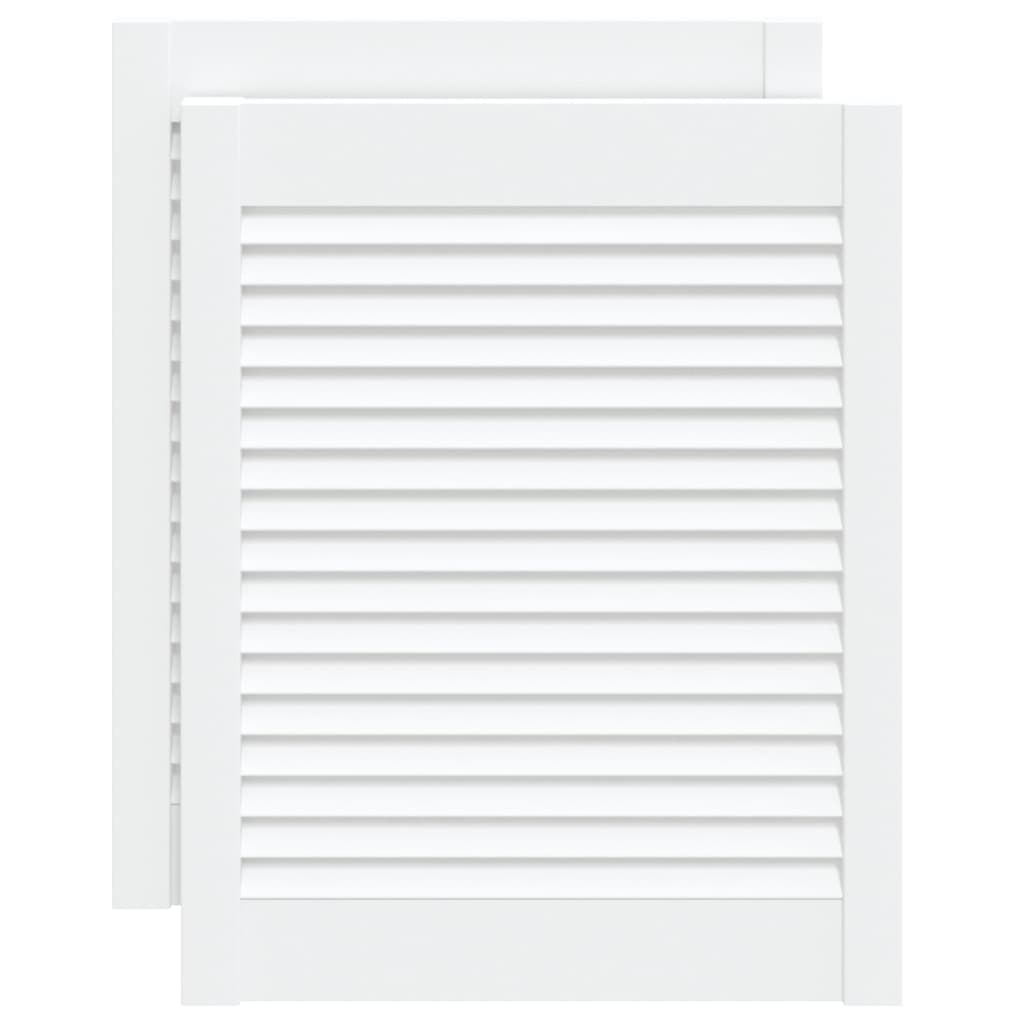 Vidaxl kastdeuren met lamellen 2 st 61,5x49,4 cm grenenhout wit